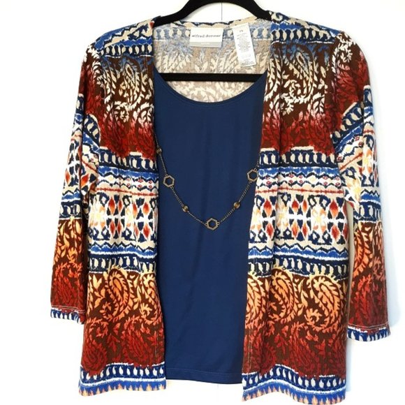 Alfred Dunner Blouse Women's SP EUC Detachable Necklace Layered Look Shirt Top - Picture 3 of 7